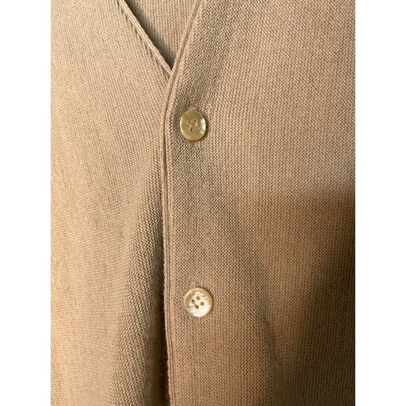 1960s THANE Tan Beige Minimalist Neutral Orlon Acrylic Grandpa Cobain Cardigan N - Picture 3 of 7